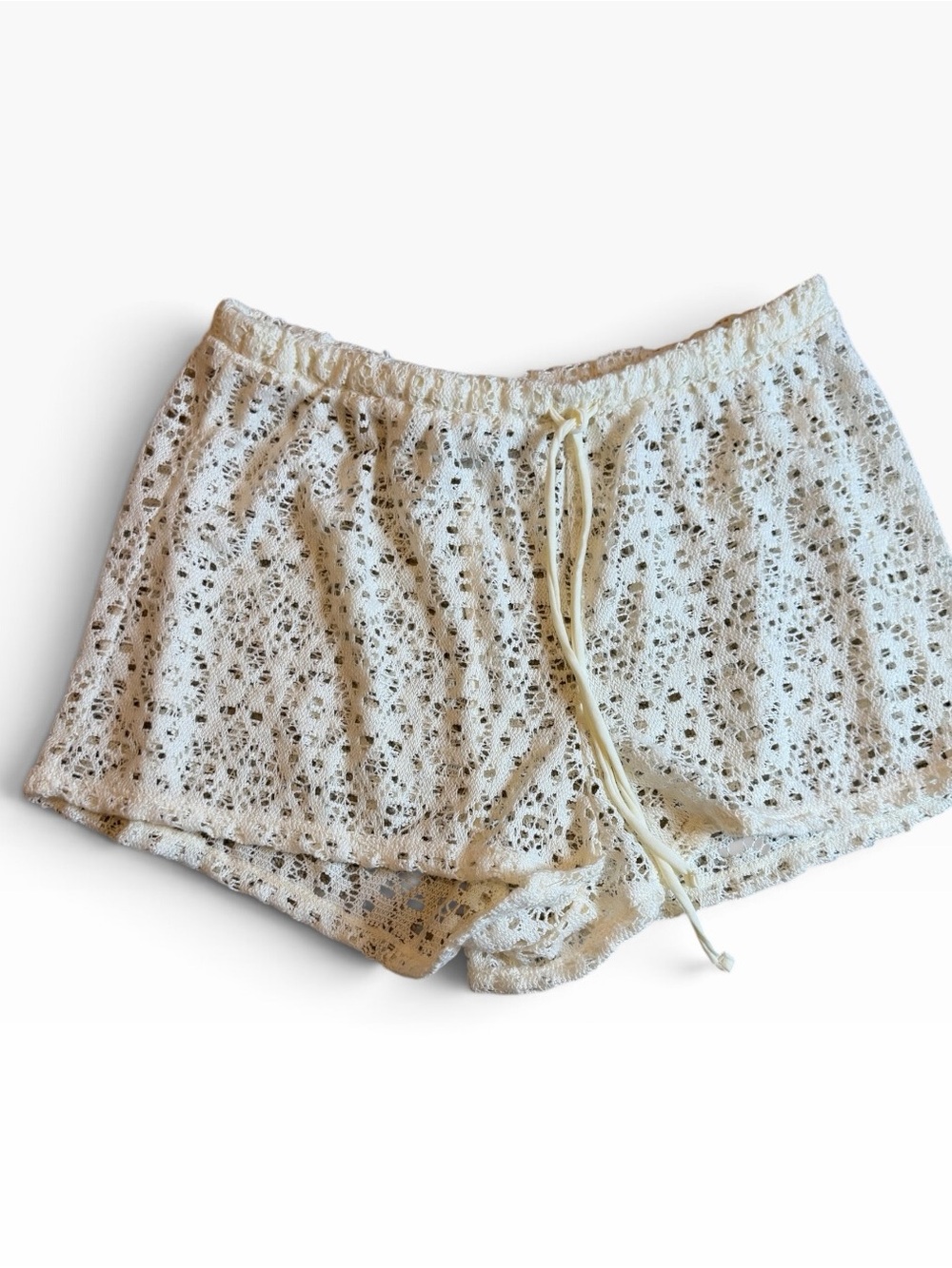 No Boundaries Cream Crochet Lounge Shorts